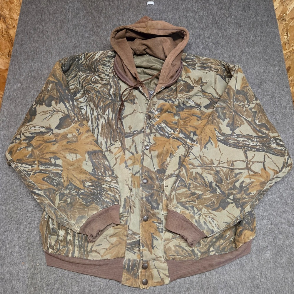 Vintage RedHead Camo Hooded Jacket Mens XL Brown Realtree Workwear USA Made